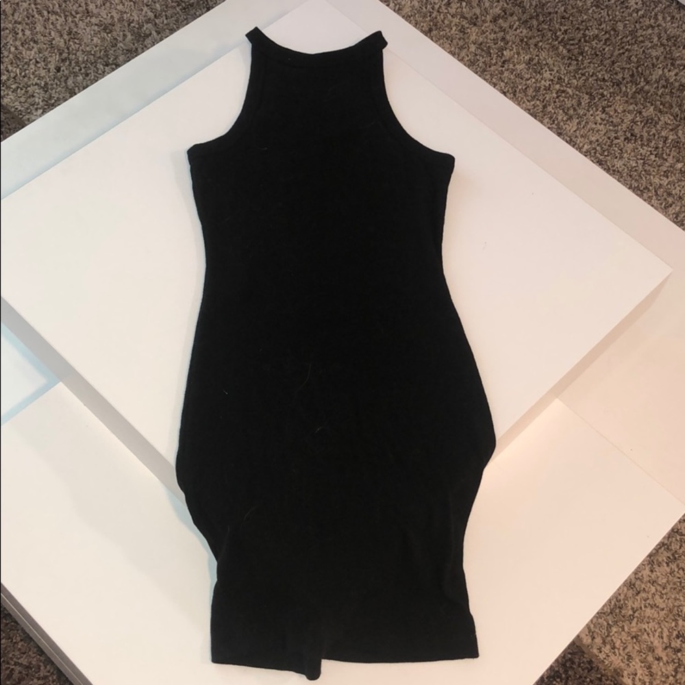Black halter high neck dress